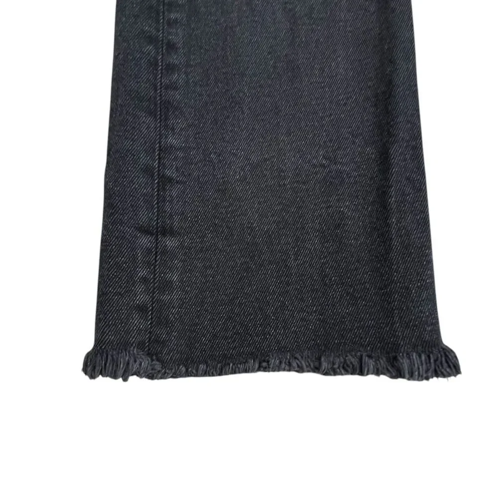 We The Free Womens 28 Black High‎ Rise Raw Hem Cropped Straight Leg Jeans